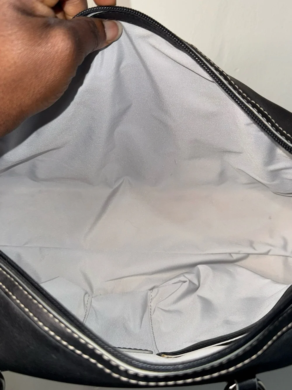 Cole Haan Black Leather Shoulder Bag with Stud Accents